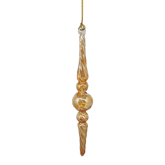 Outer Swirl Icicle Glass Ornaments - Gold -Finial
